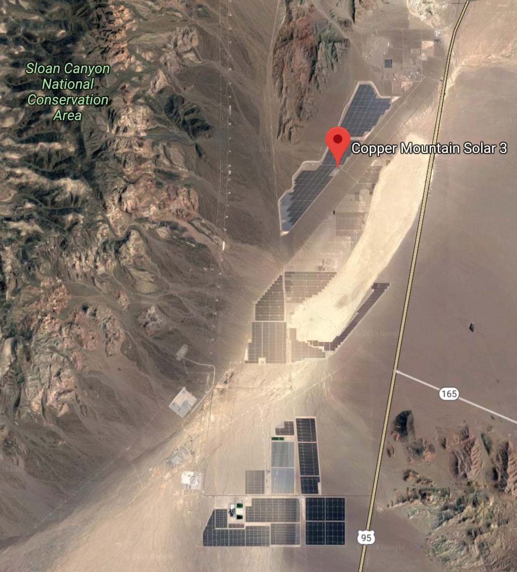 Abb. 5: Satellitenansicht von Nevada Solar One und Copper Mountain